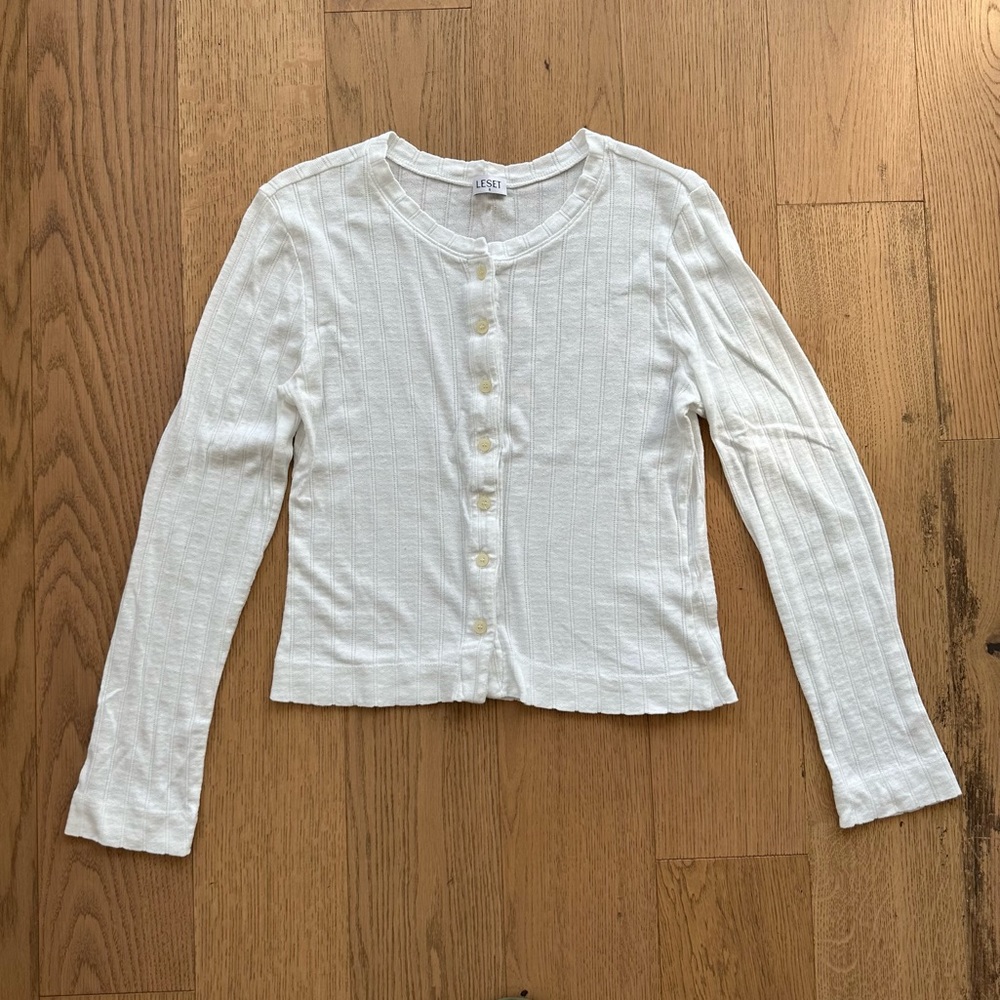 Leset Classic Cardigan in White
